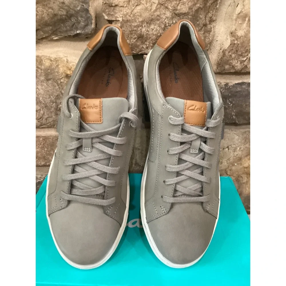 Clarks Mapstone Lace Mens 11 Grey Nubuck Leather Sneakers 261873847100 New